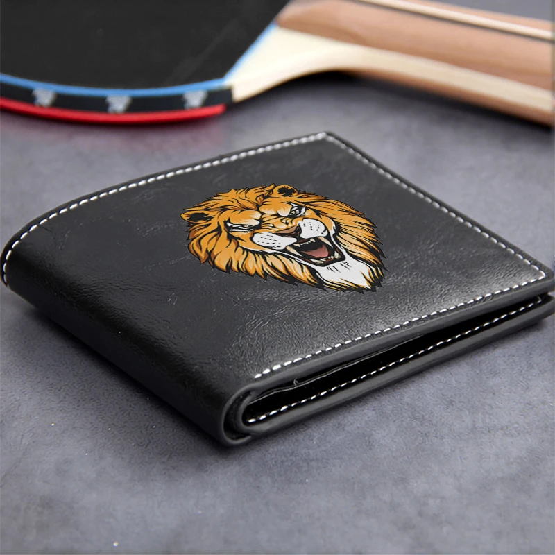 Lion Head Embossed PU Leather Wallet for Men Premium Compact Design Lightweight Durable Business Style