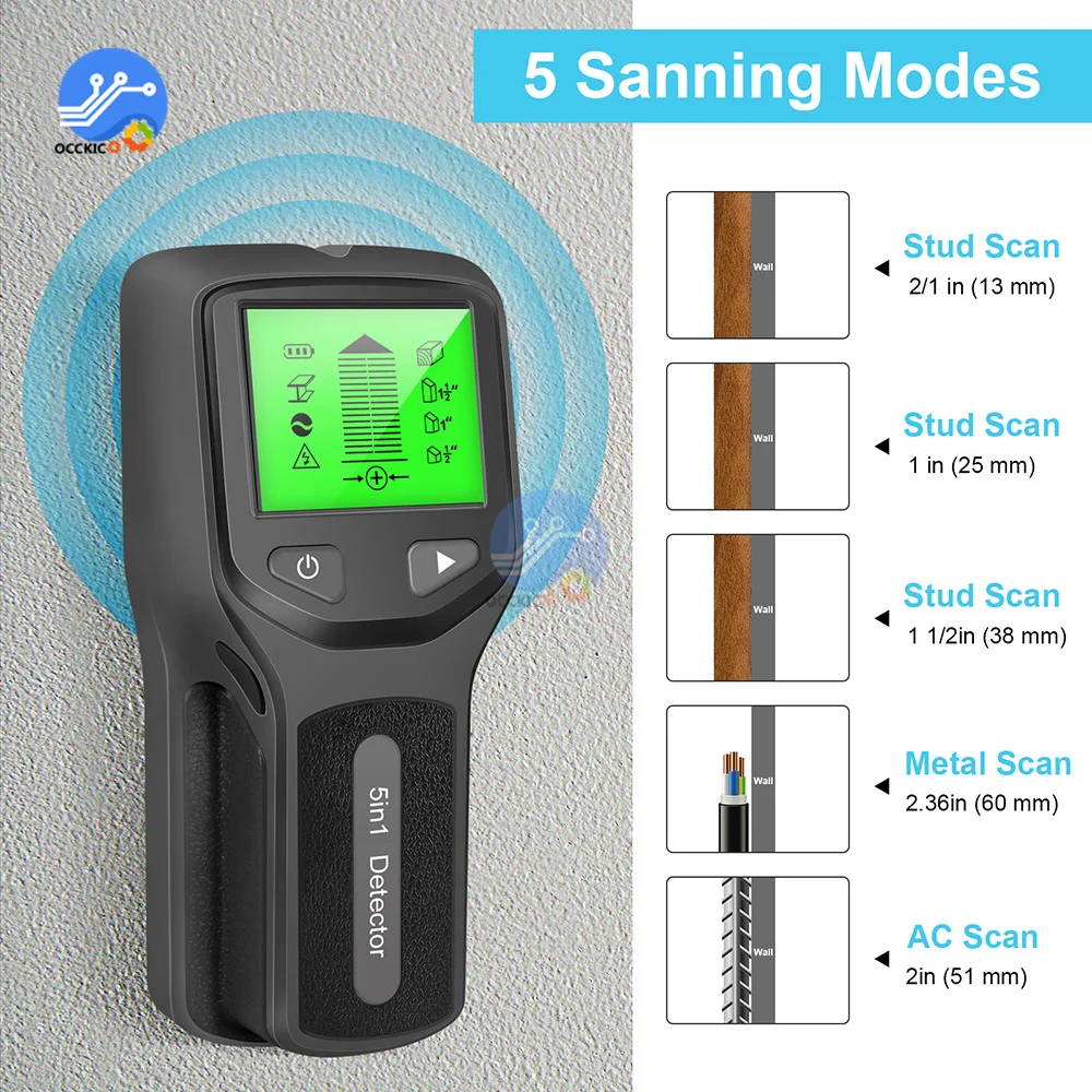 5 In 1 Wall Scanner Electric Detector Finders With Digital LCD Display Multifunctional For Wood AC Wire Metal Studs Detection