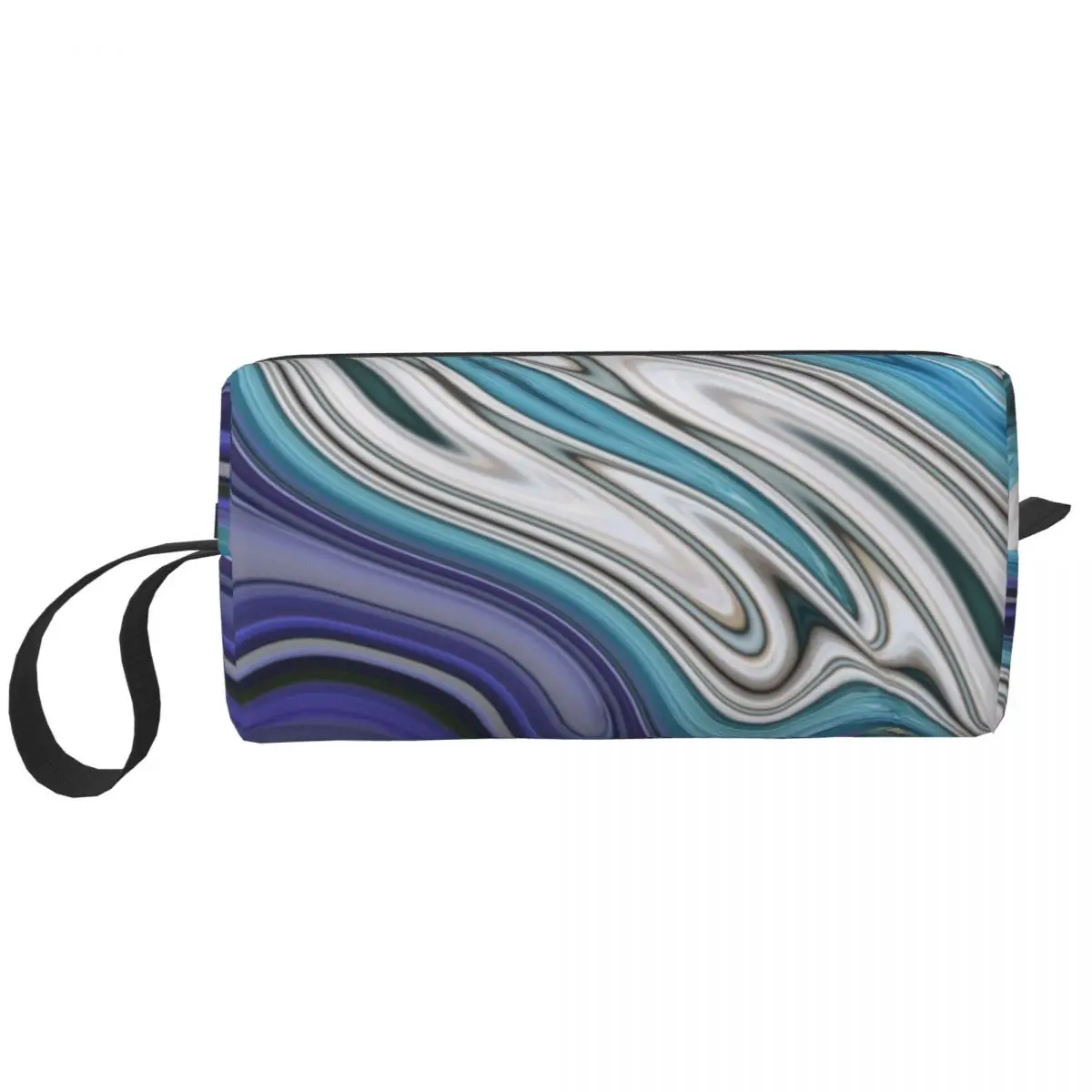 Custom Modern Chic Blue Purple Marble Swirls Makeup Bag Women Travel Cosmetic Organizer Fashion Storage Toiletry Bags Case Box