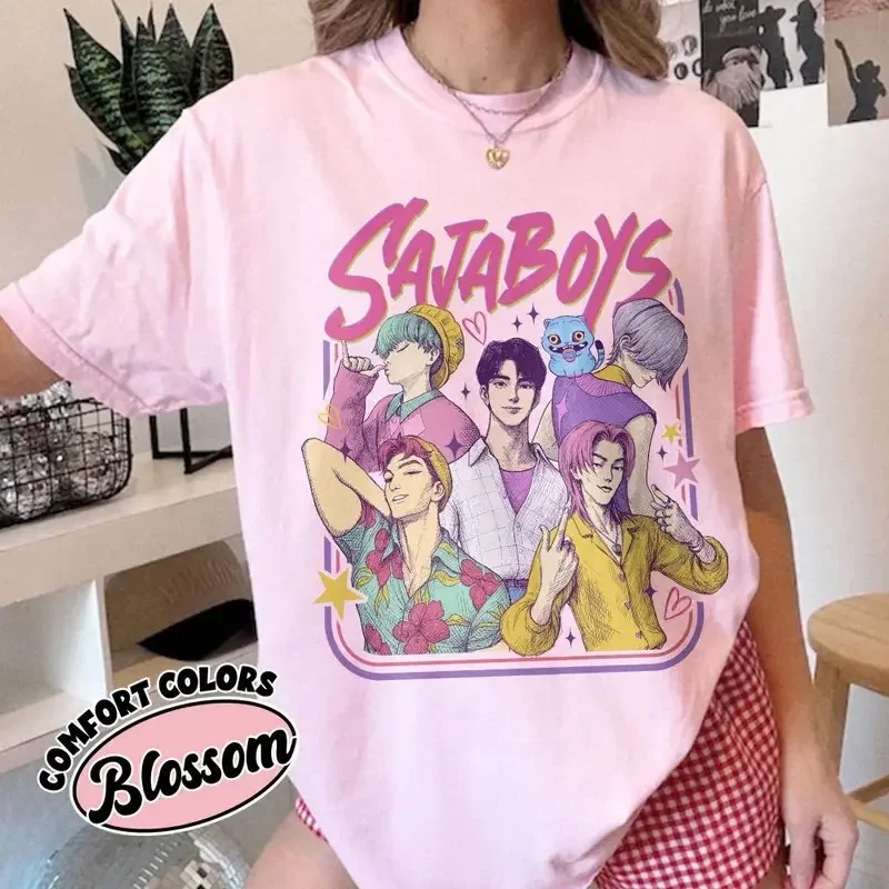 

Детская футболка Hasbro K-pop Demon Hunter Sajabois в стиле аниме - с мультяшным принтом - летний топ из чистого хлопка