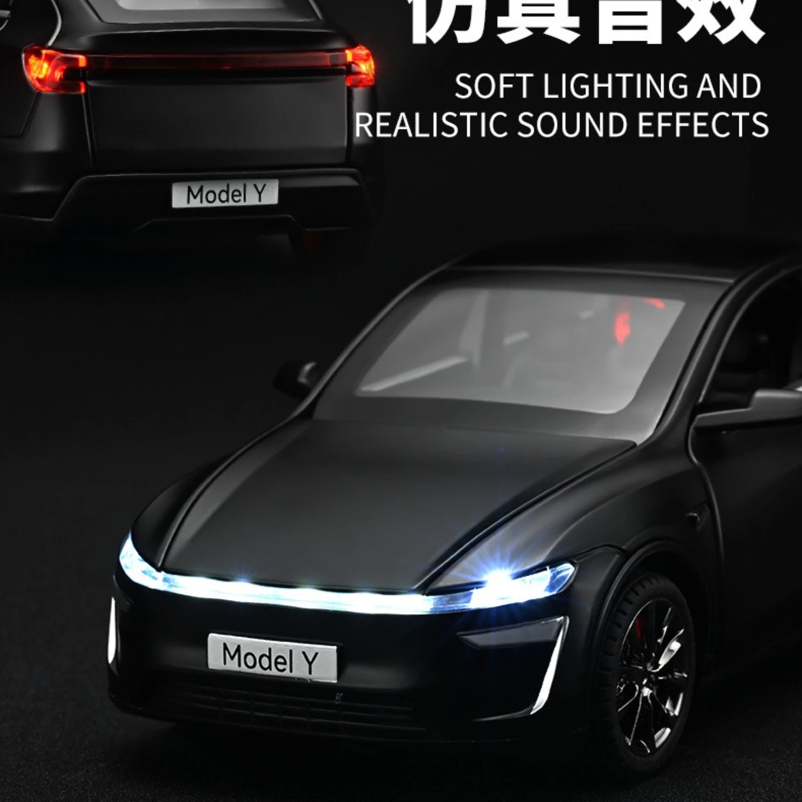 Modelo Y 1:32, modelo de coche de aleación 3, sonido y luz, juguete coleccionable para niños, regalo de cumpleaños