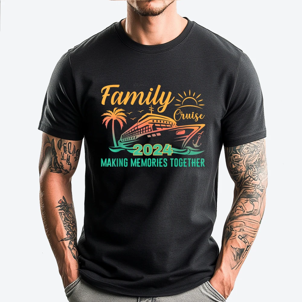 Family Cruise Making Memories Together Vacation Boat Black T Shirt Men's Clothing Game