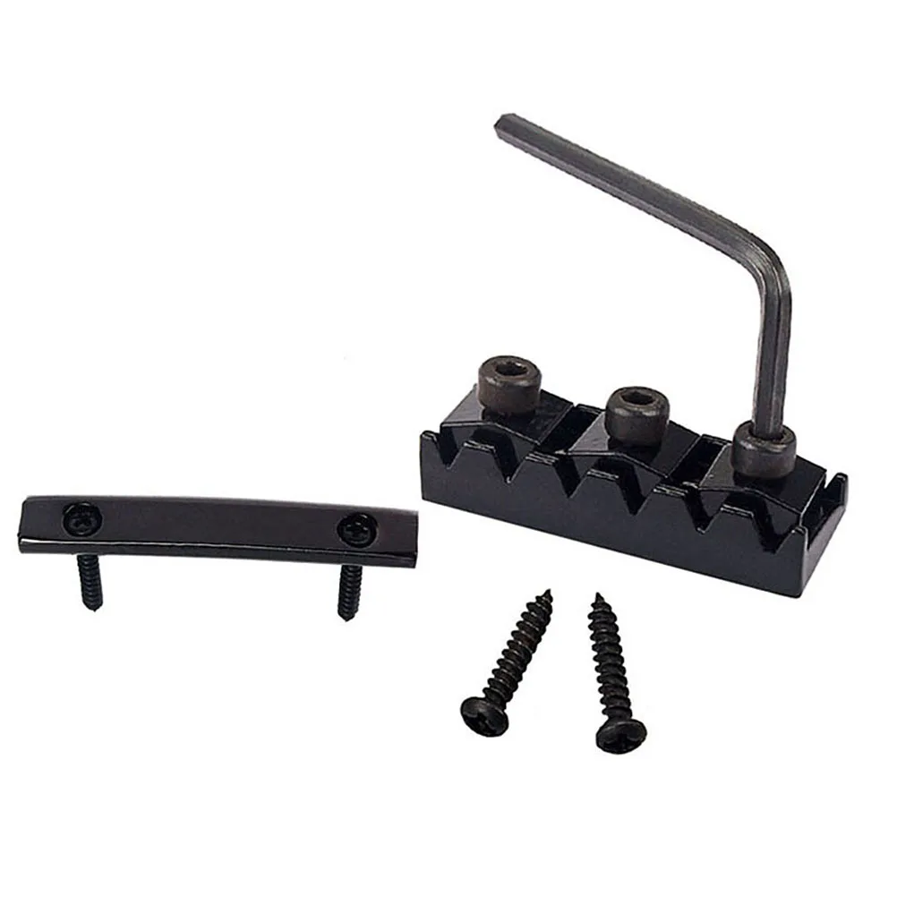 

String Retainers Set Locking Nut Black Includes Wrench Screws for Guitar Floyrose Bridge Improved Tuning Stability Tone