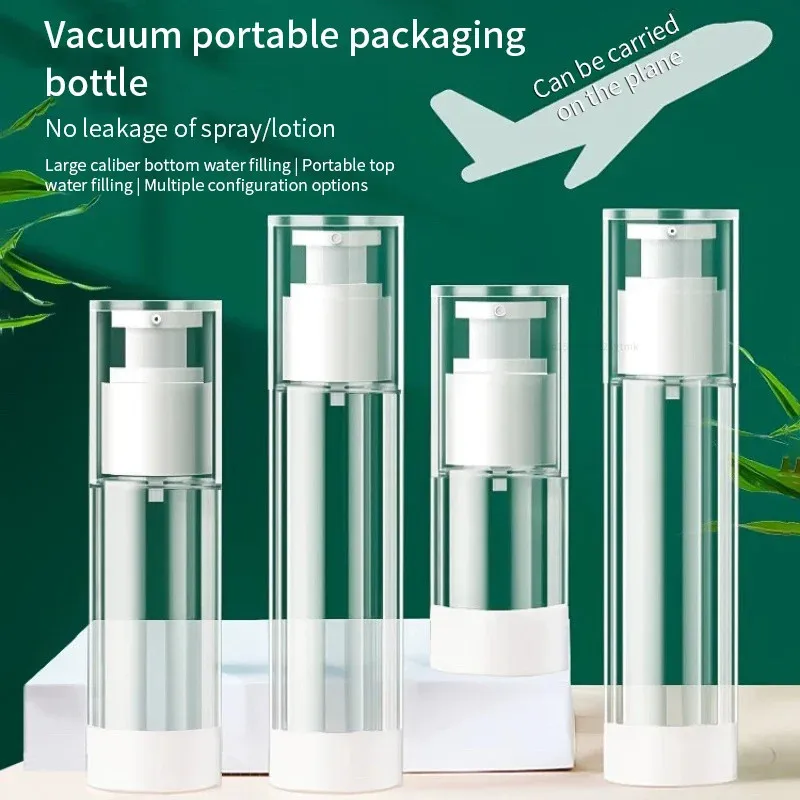 15/30/50ml  Travel Transparent Vacuum Airless Pump Spray Lotion Bottle Empty Refillable Cosmetic Lotion Cream Container