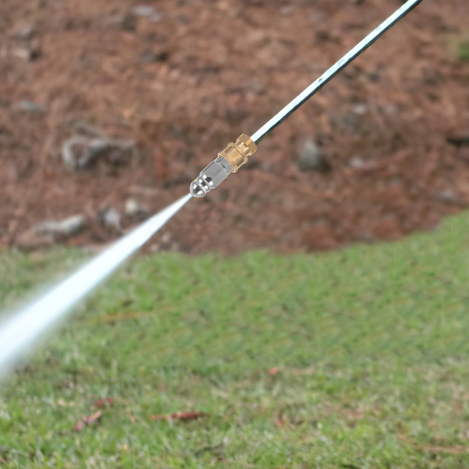 1セット ステンレス製高圧ノズルヘッド ガーデンホース 調整可能水流スプレーヤー 家庭菜園用ツール