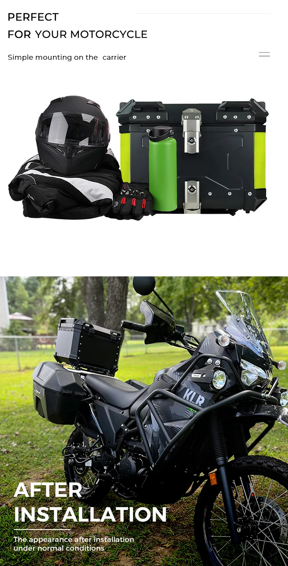KEMIMOTO Motorrad-Topcase Universeller Aluminium-Koffer Motorrad-Heckbox 45L 55L 65L Wasserdicht mit Schloss & Rückenkissen – Detail 5