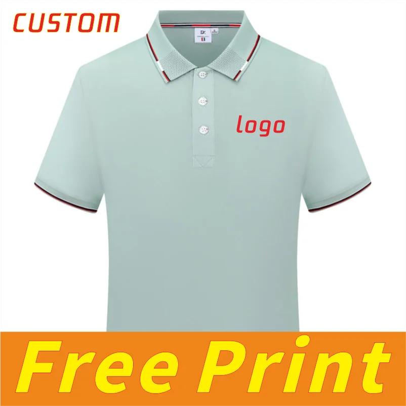 Leisure t-shirt, customized POLO shirt, printed with logo and logo, summer short sleeved embroidered polo shirt, personalized an