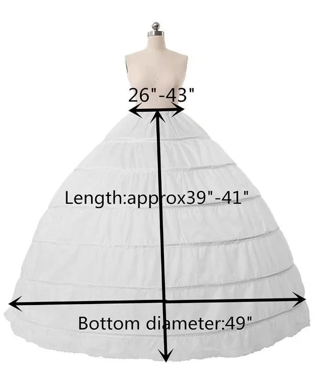 6-hoop branco petticoat vestido de casamento crinoline saia petticoat deslizamento 6 aros