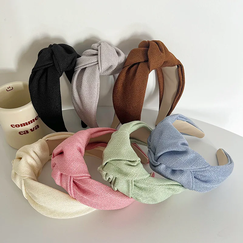 

Женская осенняя повязка для волос с большим узлом, аксессуар для волос для взрослых, украшение для волос