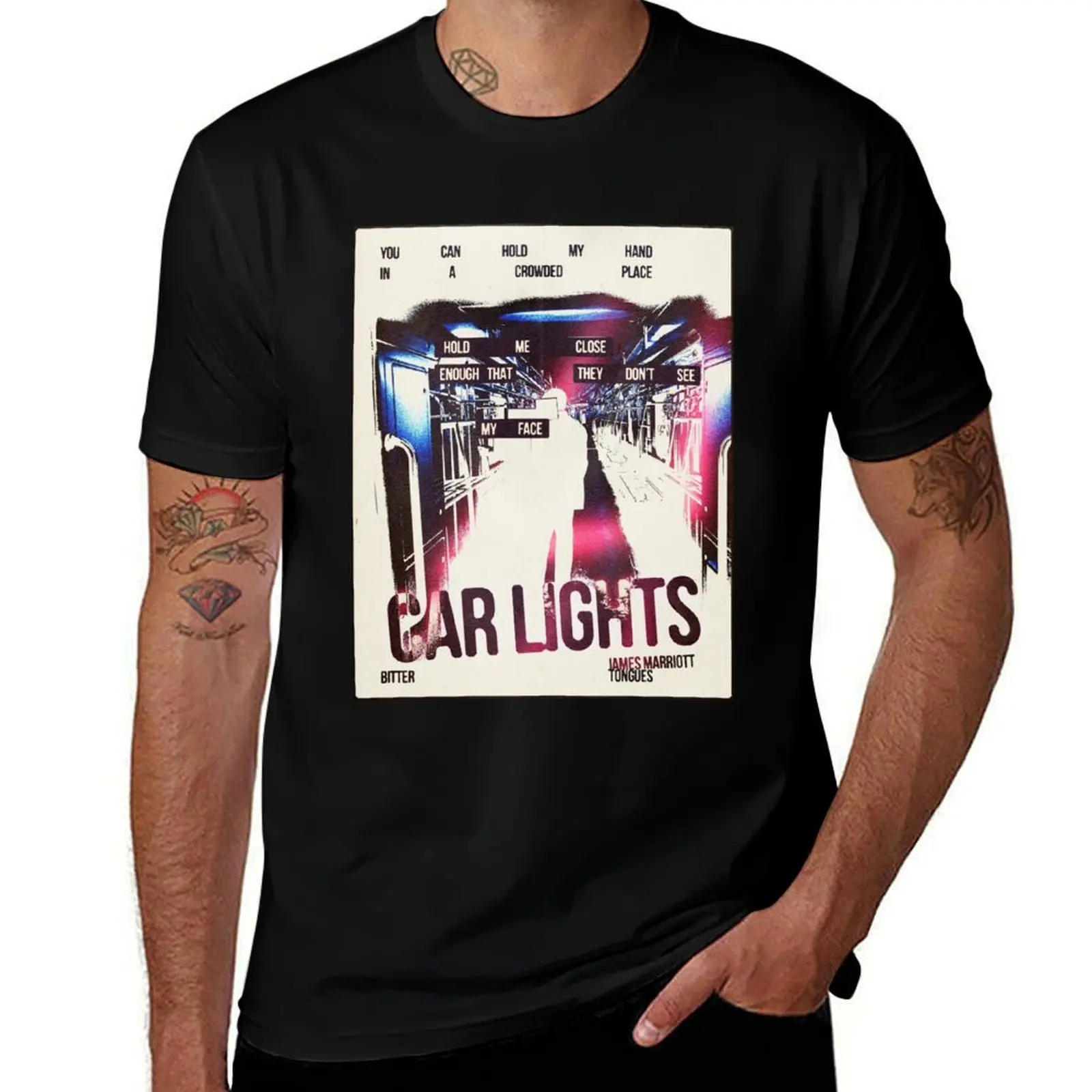 

Футболка James Marriott CAR LIGHTS, мужская футболка, дизайнерская мужская футболка, футболка из тяжелого хлопка