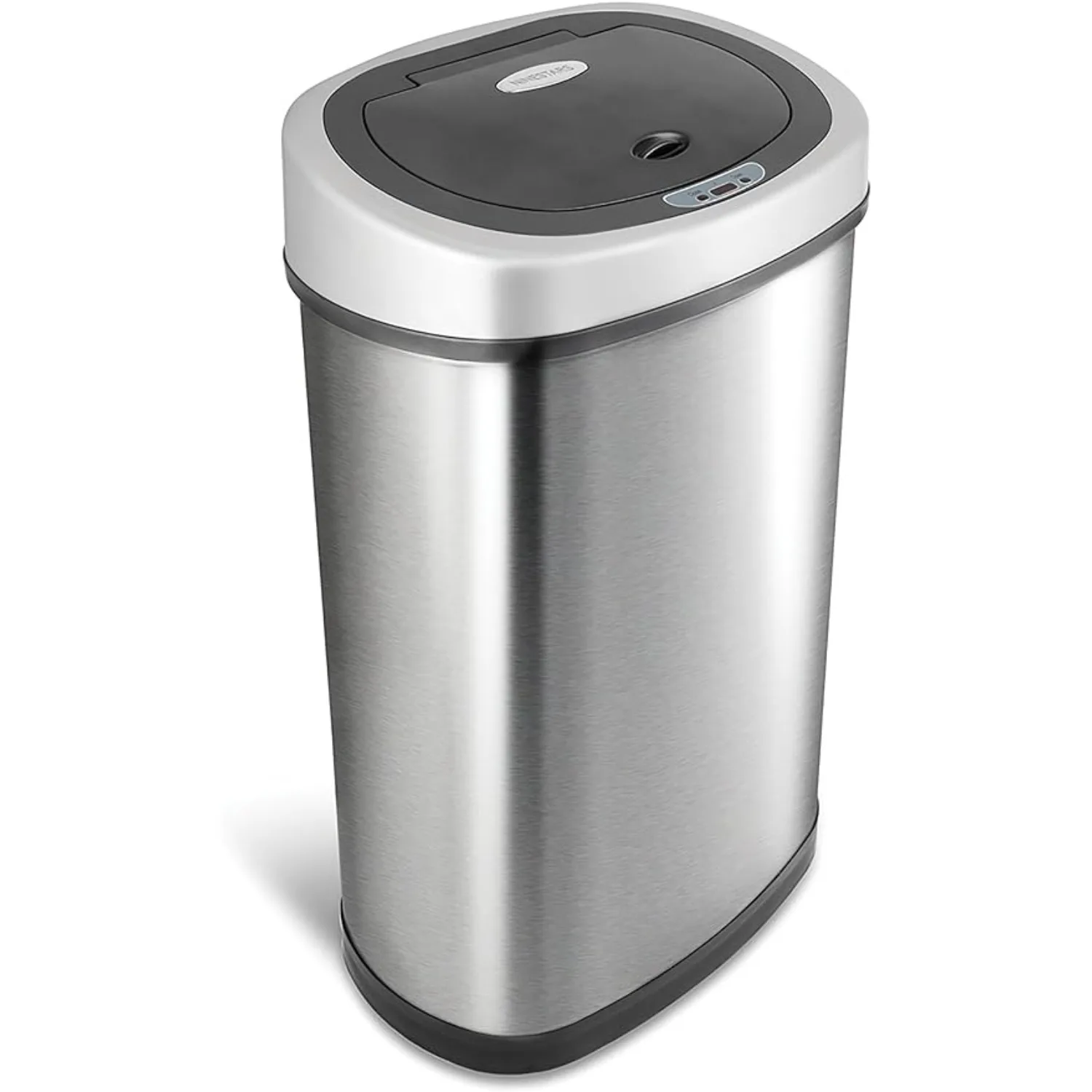 Automatic Touchless Infrared Motion Sensor Trash Can, 13 Gal 50L, Stainless Steel Base (Oval, Silver/Black Lid)