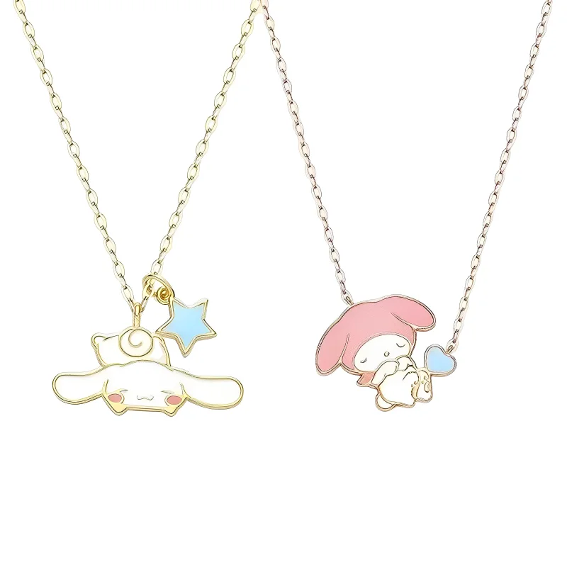 

Kawaii Sanrio Cinnamoroll Necklace Anime Cartoon Girl Heart My Melody Love Pendant Copper Clavicle Chain Girl Birthday Gifts