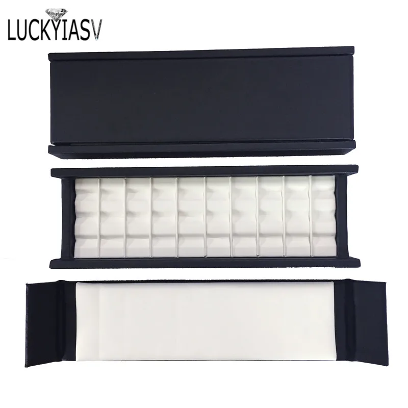 PU Leather Bare Stone Gemstone Jewelry Box Magnet Stone Storage Display Box Gem Display Counter Exhibition Lid V Groove Box