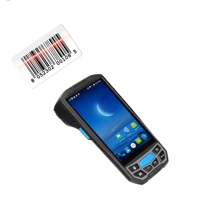 Nfc Rfid Handheld Barcode Scanner com Memória, NFC Data Collector, 4G, Android Mobile, QR Code Reading, MRZ Passport Reader, 2D, 2D