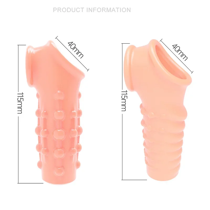 Reusable Penis Sleeve Extender Enlargement Condoms G Point Ring Male Extension Sleeves Delay Ejaculation Sex Toys for Men