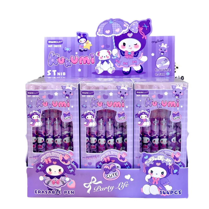 

6-12pcs Sanrio Kuromi Press Gel Pen Cartoon Cute Student Stationery Writing Pen 0.5mm Blue Neutral Pen