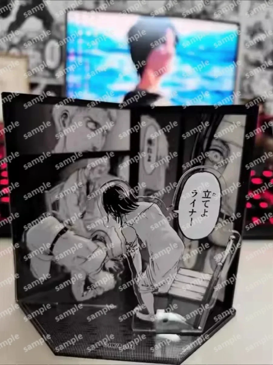 Anime Acryl-Ständer Attack On Titan Eren Yeager Reiner Levi Ackerman Figur Modell Platte Cosplay Spielzeug – Detail 1