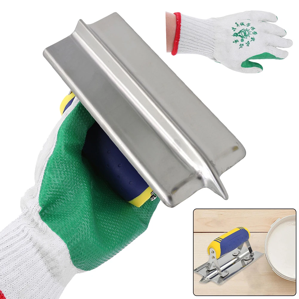 Concrete Hand Edger and Groover Tools with Grip Handle Plaster Stucco Cement Finishing Kit Plastering Knife Scraper Tiling Tool