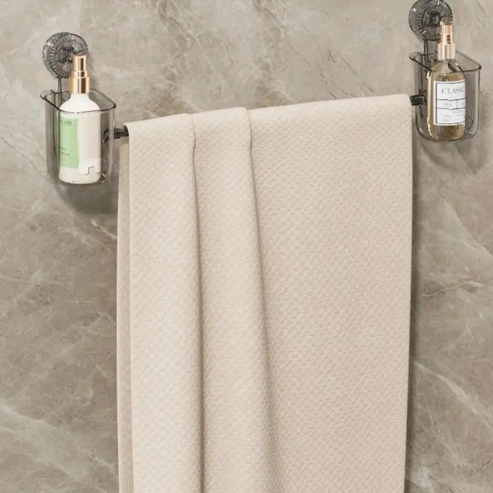 

Plastic Double Suction Towel Rack Transparent Multifunctional Bathroom Storage Rack Waterproof Punch Free Towel Bar Kitchen