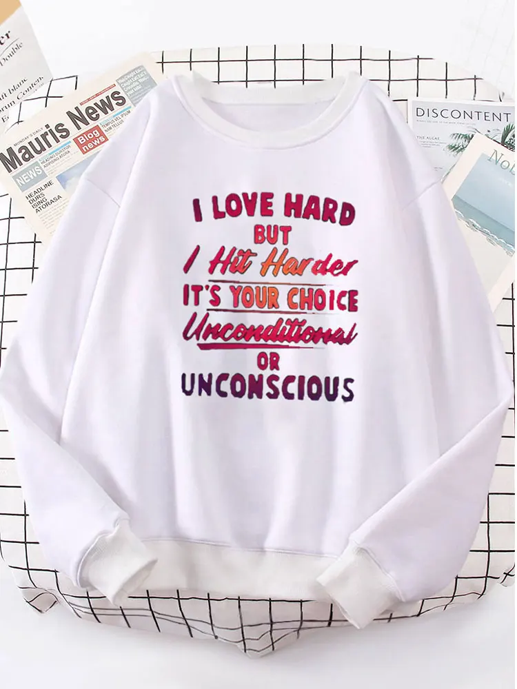

I Love Hard But Women's Graphic Sweatshirt Casual Girl Harajuku Loose Y2k Funny Cute Tops Female Clothes Graphic Hoodies Women