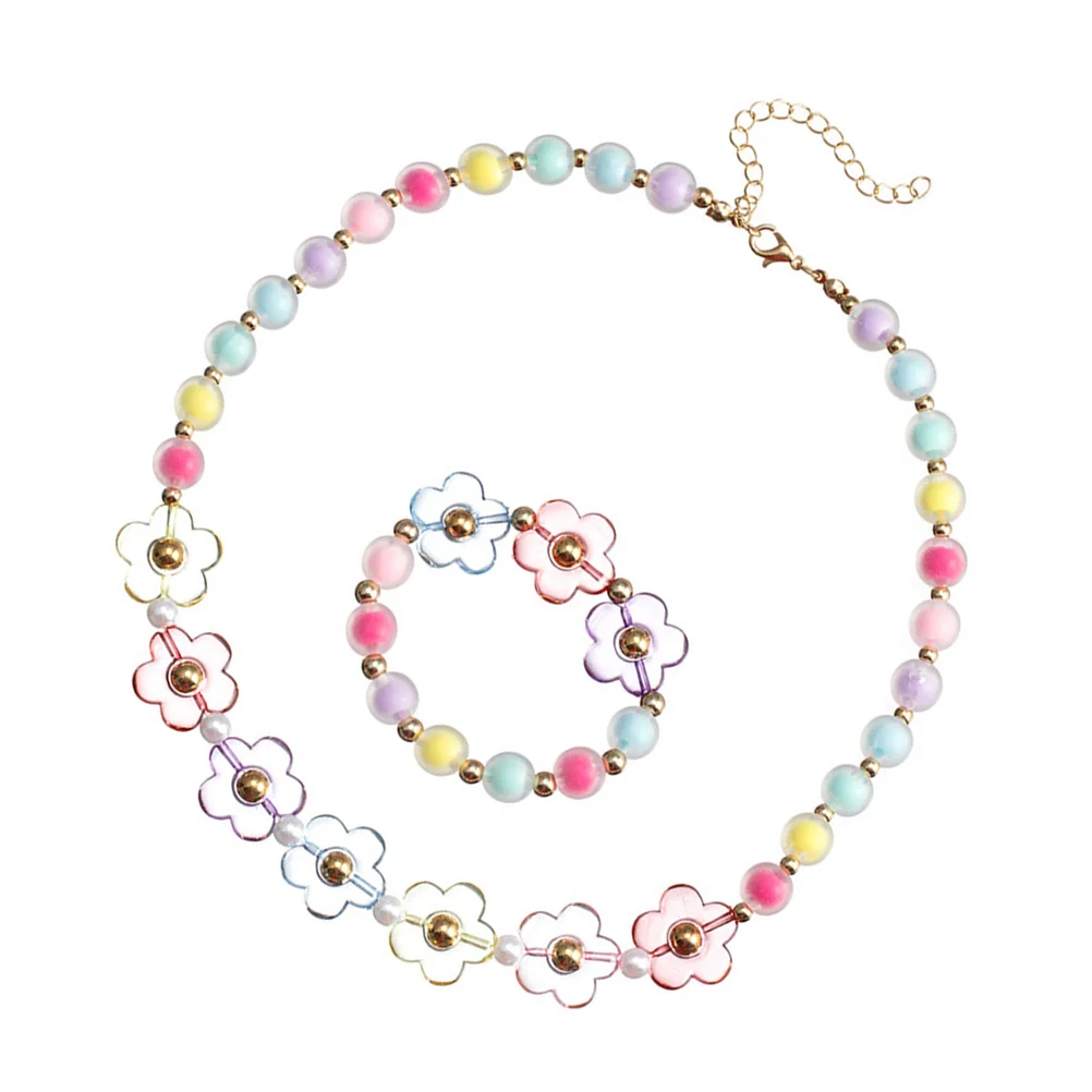 

Children's Jewelry Set Flower Necklace Jewelries for Girls Kids Bracelet Little