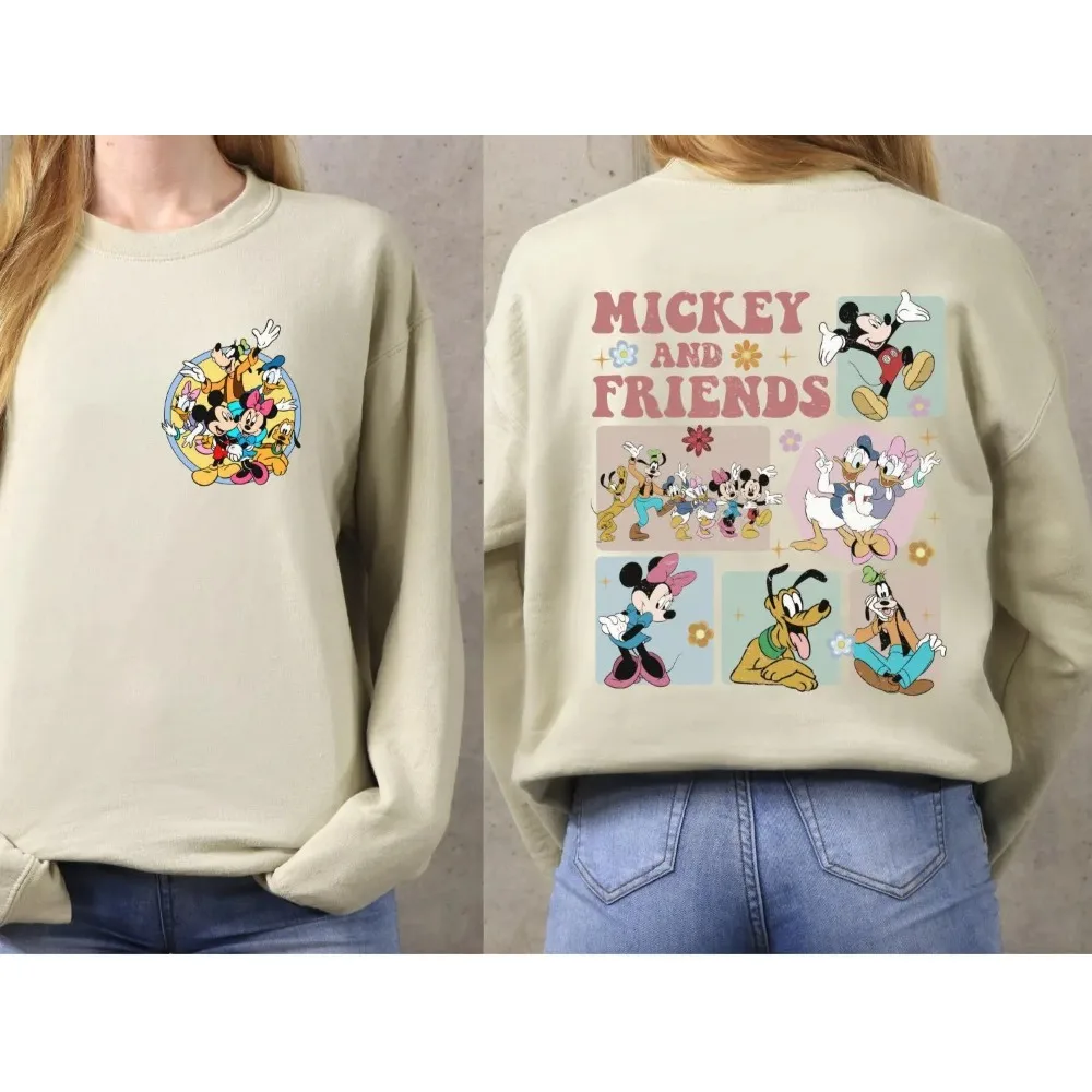 Les sweats Disney Mickey et ses amis sont décontractés et confortables. Sweat-shirts unisexes à col rond pour femmes, automne et hiver