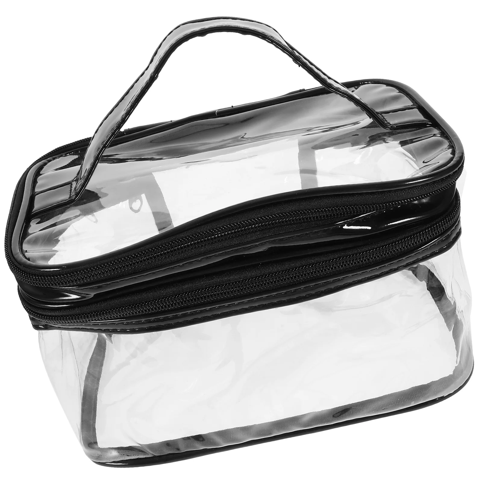 

Double Layer Clear Large Capacity Makeup Organizer Travel Toiletries Pouch Portable Carry Transparent Lightweight