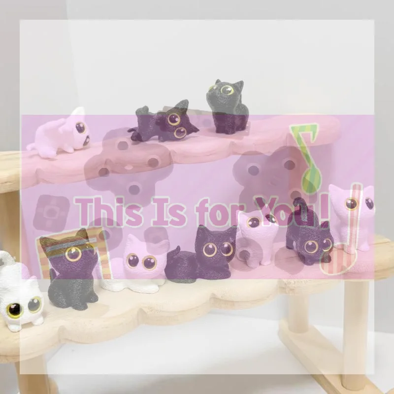 【MA】5Pcs Mini Cat Decor Statues Cute 3D Printed Cat Decor Figurines For Home Living Room Desktop Charming Ornaments & Ideal Gif