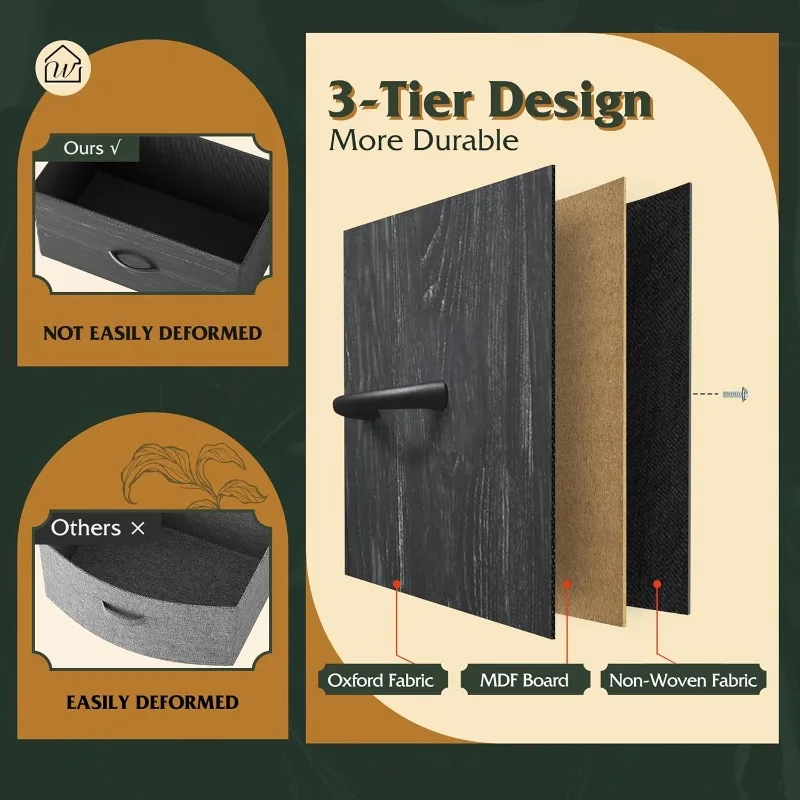 خزانة قماش مع 9 أدراج، برج تخزين طويل لغرفة النوم، المدخل، الخزانة، وحدة تنظيم الصدر مع صناديق قماش، فولاذ