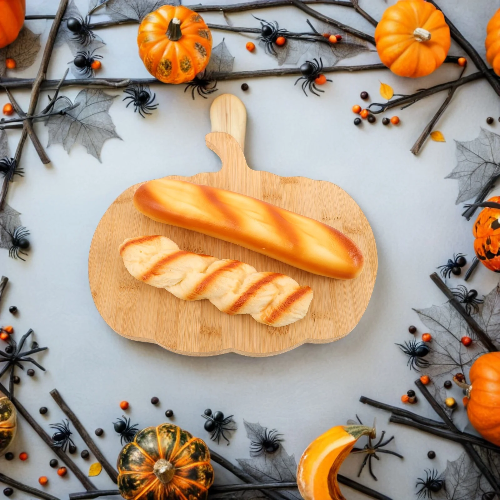 

Halloween Pumpkin Bamboo Cutting Board Pumpkin Shaped Kitchen Serving Tray Charcuterie Board Cheese Meat Vegetables Fruits Fall