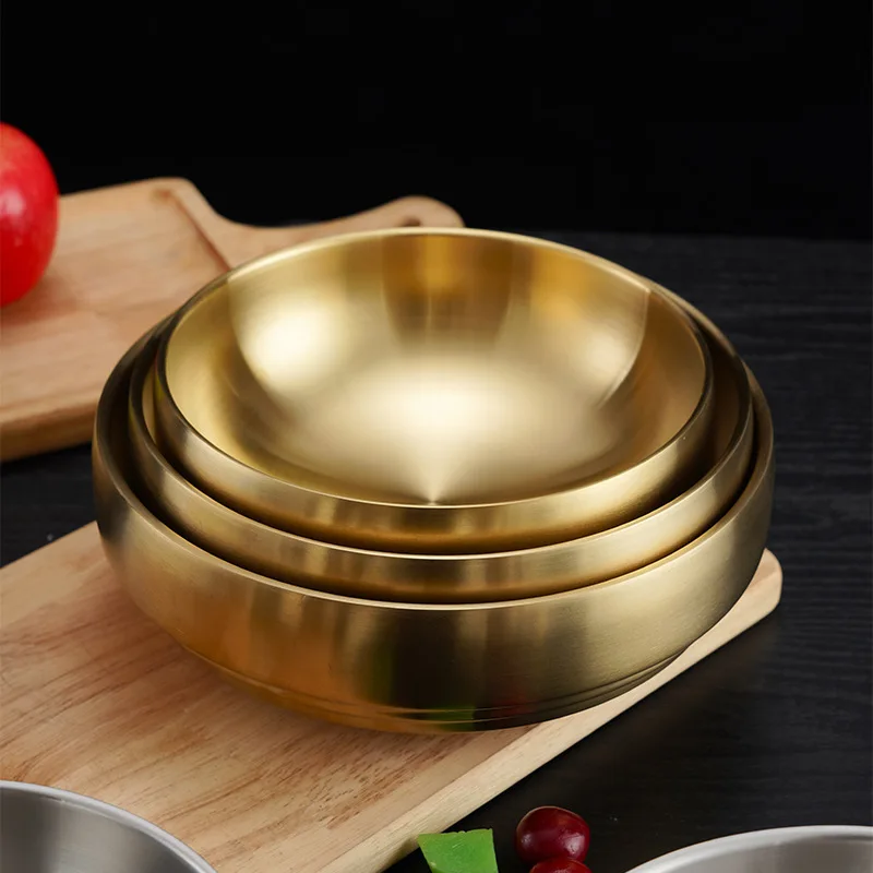 Double Layer 304 Stainless Steel Children Rice Soup Bowl Cold Noodle Pickle Bowls Korean Cuisine Snacks Dishes Containers