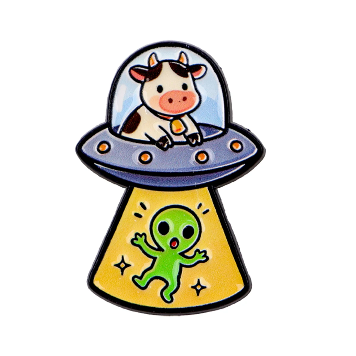 UFO-Kuh-Alien-Emaille-Pin Cartoon-Brosche Anstecknadeln Abzeichen für Rucksack Kleidung Accessoires Modeschmuck Freunde Geschenke – Detail 2
