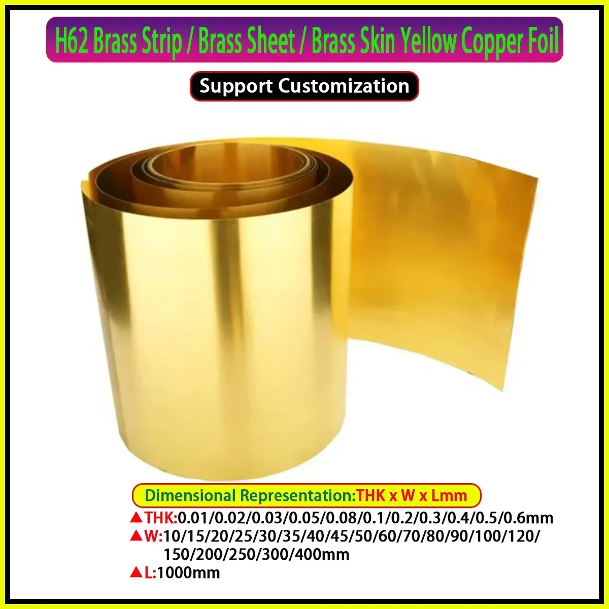Brass Strip Brass Sheet Brass Skin Laser Cutting, Thickness 0.01-0.6mm W 10-400mm L1000mm