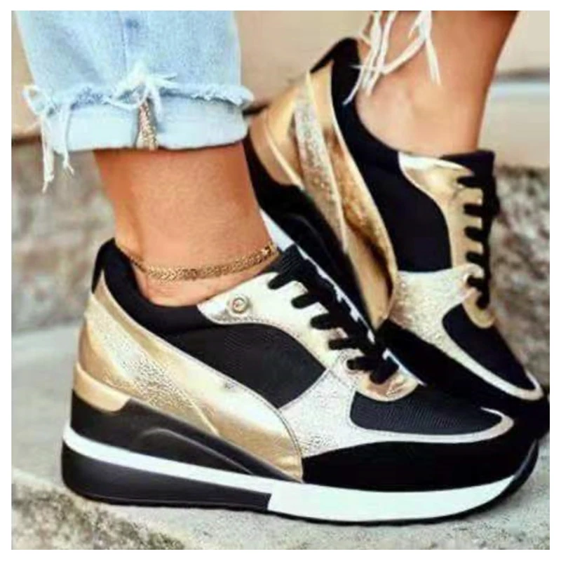 

Женские спортивные туфли большого размера с круглым носком, лоферы для путешествий, с пряжкой спереди, на танкетке, разноцветные, повседневные, модные