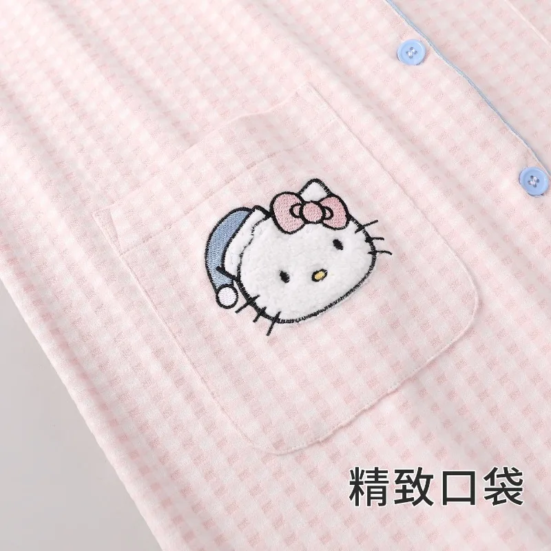 

Пижамы Ins DeRong для девочек, осенне-зимний милый комплект Hello Kitty, уютный бархатный утепленный легкий теплый не объемный комплект домашней одежды