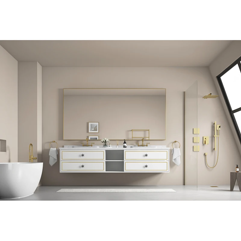 مرآة حمام مقاس 72 × 48 بوصة مع إطار من الألومنيوم، مرآة زينة مستطيلة مثبتة على الحائط