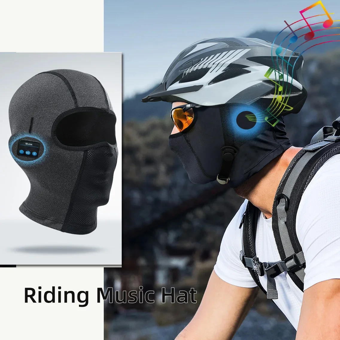 Summer Ice Silk Head Cover 5.0 Bluetooth Music Riding Sunscreen Mask Head Cover Neck Motorcycle Helmet Head Cover