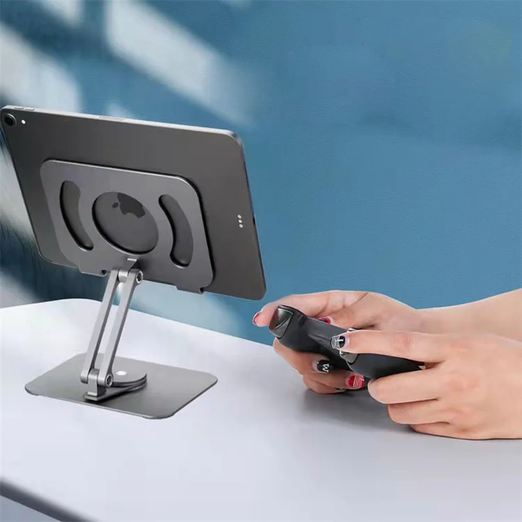 2026 Hot Sale Foldable Aluminum Tablet Stand 360 Rotating Base Angle Adjustable Desk Phone Bracket