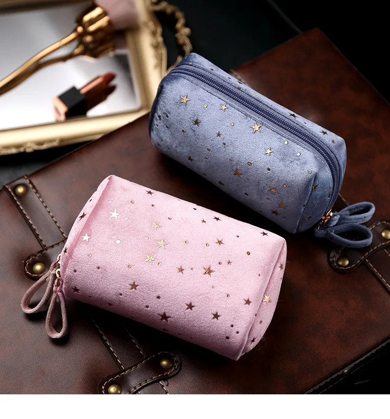 Girl Velvet Makeup Bag Organizer Soft Girl Lipstick Storage Bag Women Toiletry Beauty Make Up Case Pouch Portable Cosmetic Bag