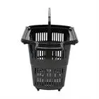 35L 6PCS Shopping Carts with Wheels and Handle, Black Shopping Basket Plastic Rolling Shopping Basket, Portable Shopping Basket