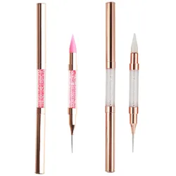 Pink/White Rhinestones Picker Doting Pen Dual-Ended Wax Pencil Pen Rhinestone Picker Double Head Applicator Gems Stick Tool