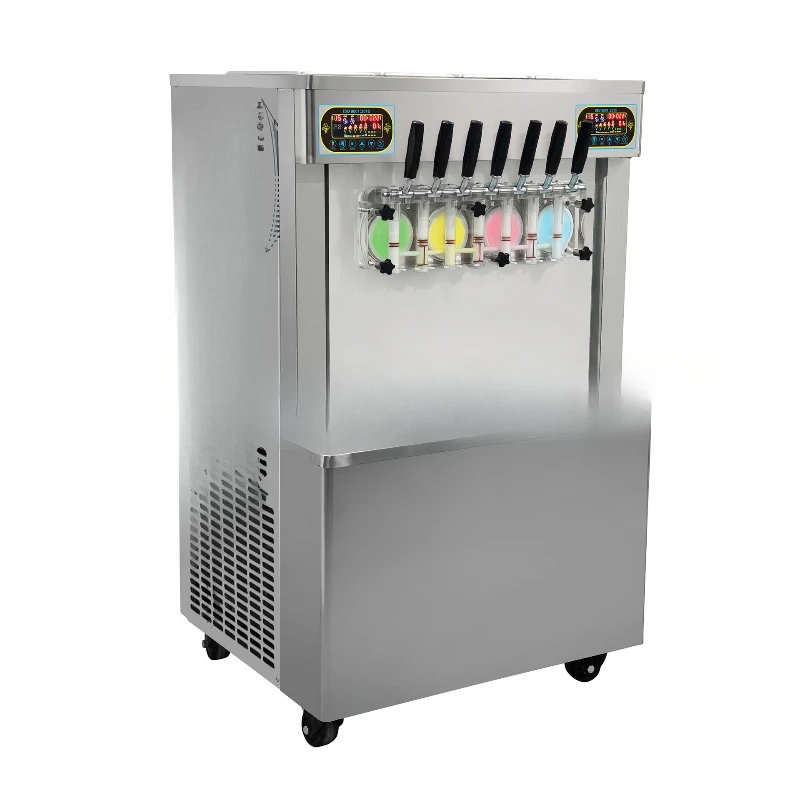 Seven Flavors Vertical Commercial Soft Ice Cream Machine Vertical Ice Cream Machine Stainless Steel Ice Cream Machine