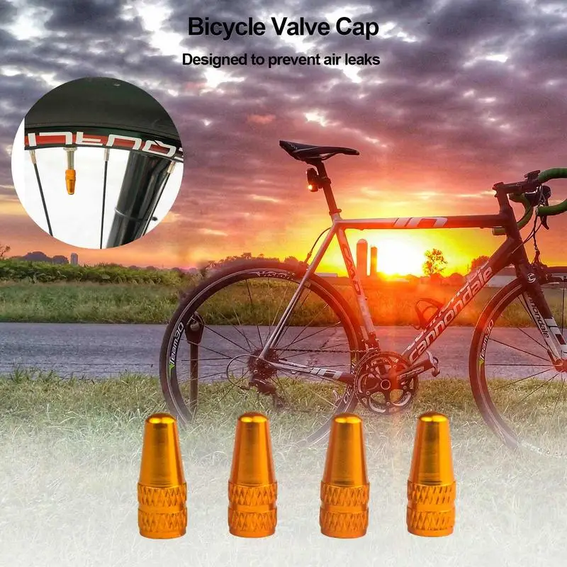 4 Pcs Aluminum Alloy Bike Tire Caps Presta Valve Cap Bike Dust Caps Tire Bicycle Presta French Valve Stem Cover