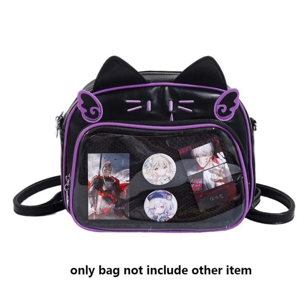 

Zipper Bag Kawaii Cat Itabag PU Idol Merchandise Storage Transparent Pocket Badge Storage Bag Cotton Doll Bag Fashion Backpacks