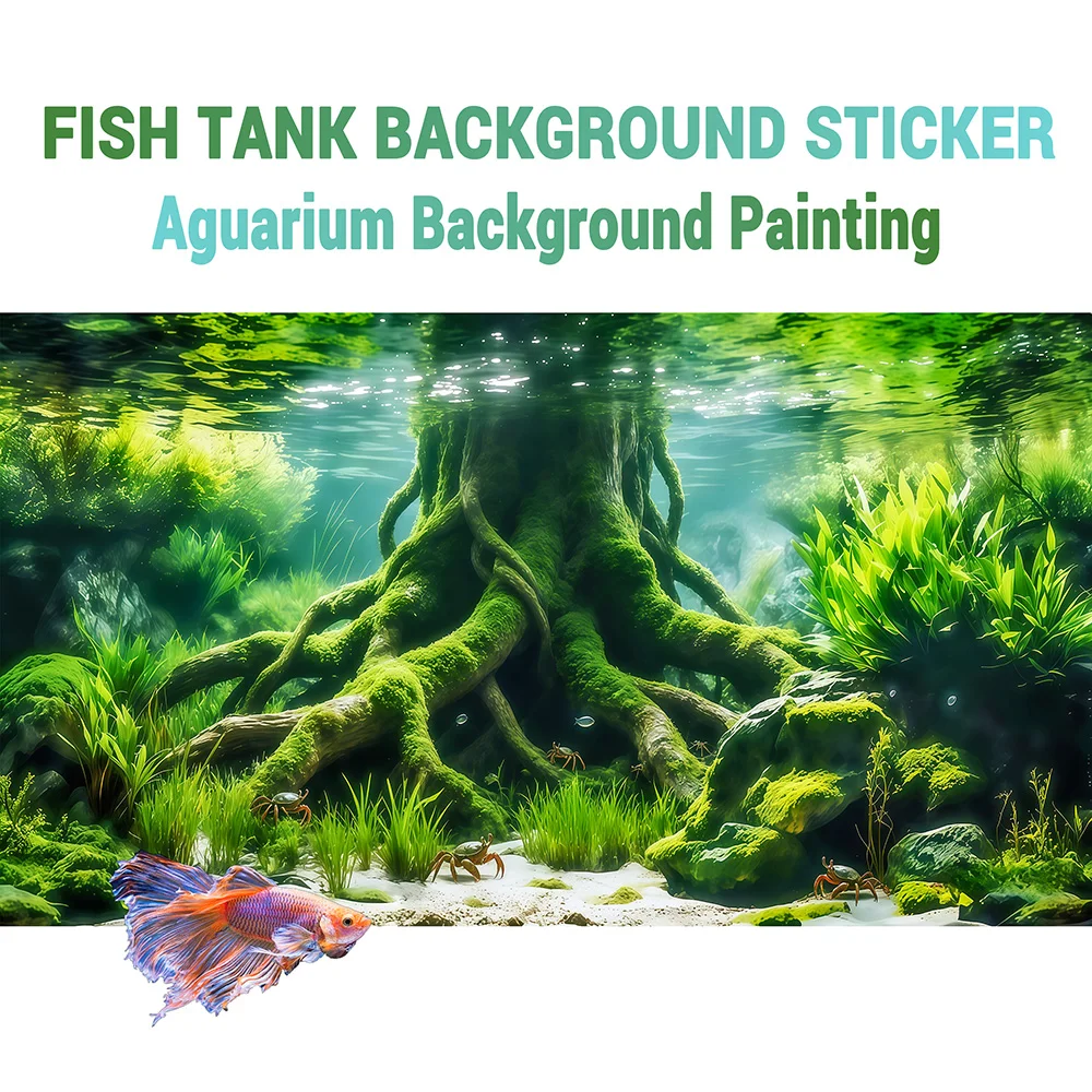 River Bottom Tree Stump, Fish Tank Background Painting, Aquarium Sticker, Front Self-Adhesive, Fish Tank Landscaping Decor