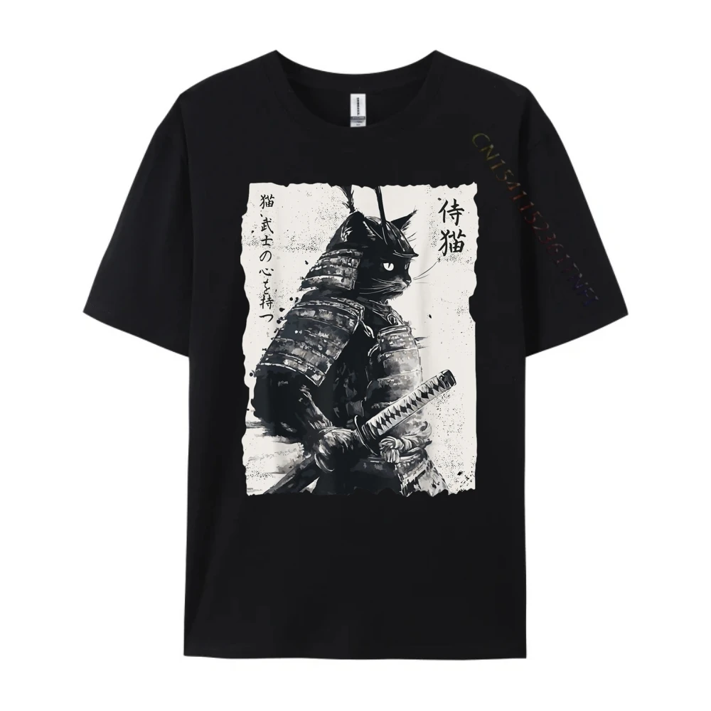 

Bushi Cat Vintage Japanese Fighter Art Graphic T Shirt Men 100℅ Cotton Camiseta Masculina Harajuku Comfortable T-Shirt