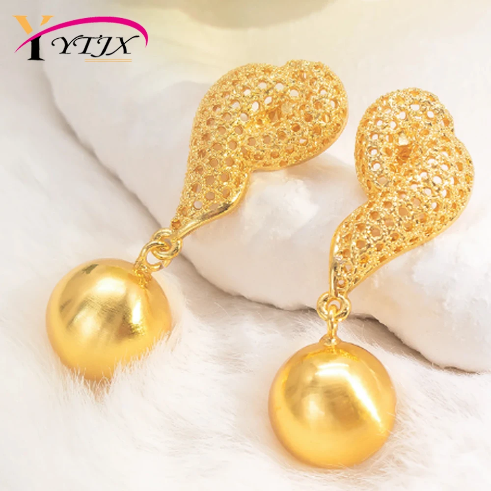YTJX 18K Copper Plated Gold Droplet Shaped Women's Long Earrings Exquisite  Rust Resistant Suitable For Women's Daily Jewelry