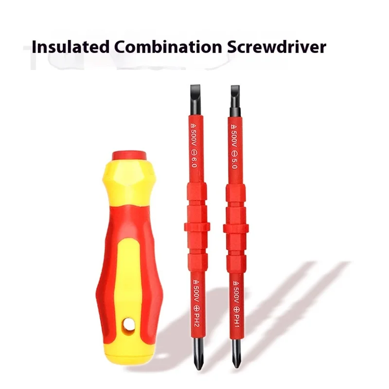 3 in 1 Insulated Screwdriver Set PH1 PH2 Slotted Cross Bits Electrician Tool Kit for Multi Purpose Use
