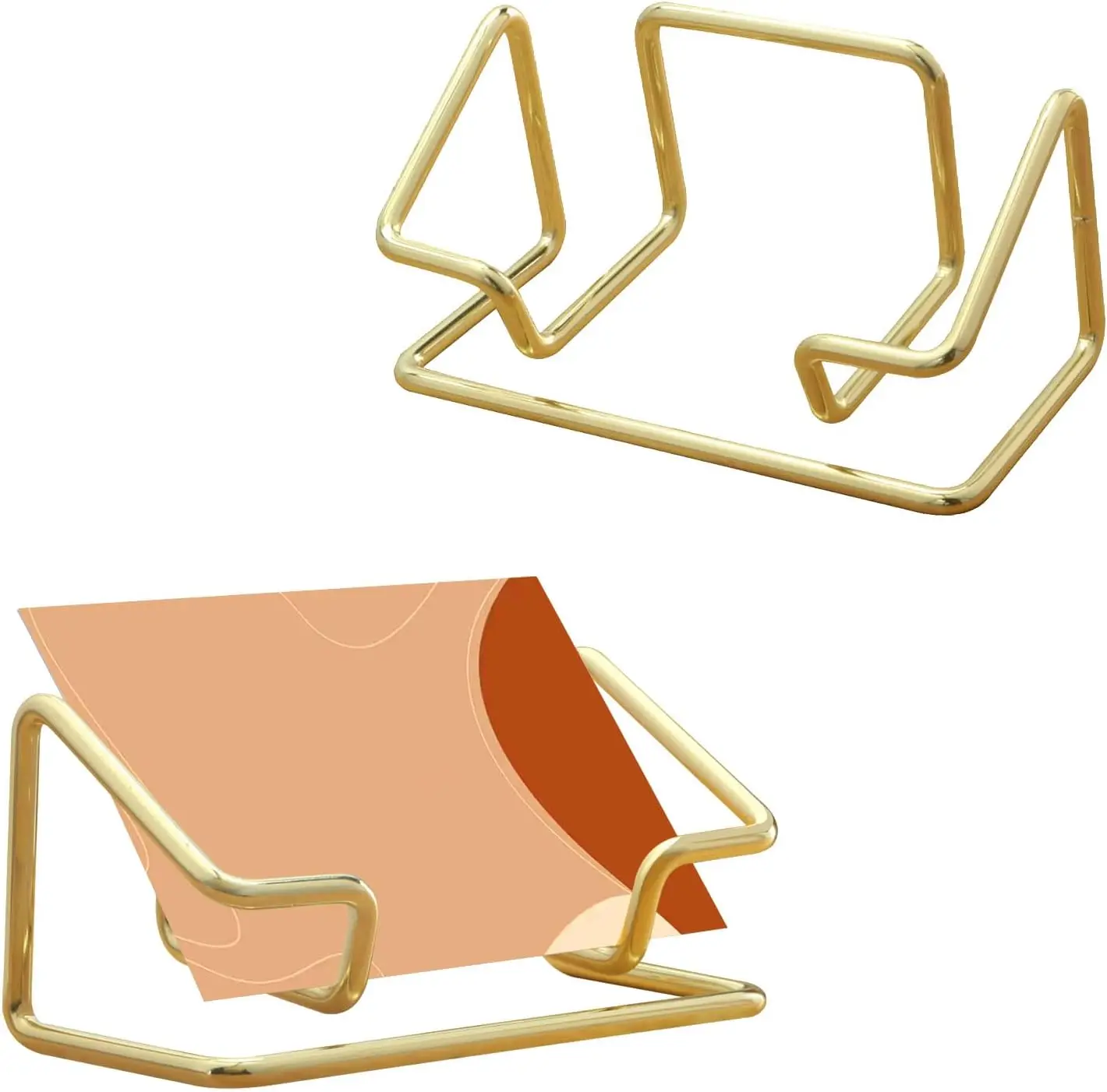 

2-Pack Metal Business Card Holder for Office and Home Desk, Gold Display Stand with Large Capacity
