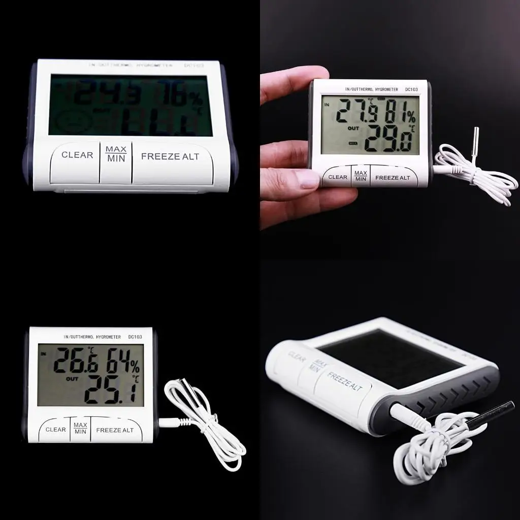 

E8BD Indoor Outdoor Digital Humidity Temperature Meter with Probe for Home